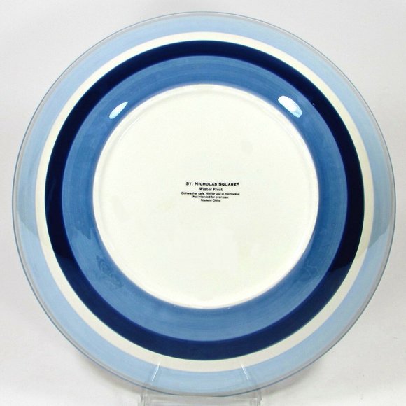 RARE! St. Nicholas Square WINTER FROST 12.5" Round 2.5Qt Serving Bowl Blue Snowf - Picture 4 of 6